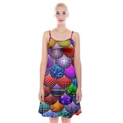 Fun Balls Pattern Colorful And Ornamental Balls Pattern Background Spaghetti Strap Velvet Dress by Nexatart