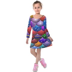 Fun Balls Pattern Colorful And Ornamental Balls Pattern Background Kids  Long Sleeve Velvet Dress by Nexatart