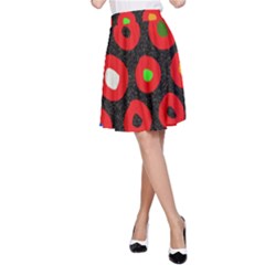 Polka Dot Texture Digitally Created Abstract Polka Dot Design A-line Skirt by Nexatart