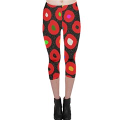 Polka Dot Texture Digitally Created Abstract Polka Dot Design Capri Leggings  by Nexatart