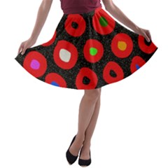 Polka Dot Texture Digitally Created Abstract Polka Dot Design A-line Skater Skirt by Nexatart