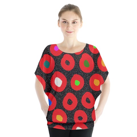 Polka Dot Texture Digitally Created Abstract Polka Dot Design Blouse by Nexatart