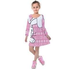 Easter Bunny  Kids  Long Sleeve Velvet Dress by Valentinaart