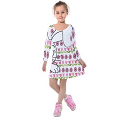 Easter Bunny  Kids  Long Sleeve Velvet Dress by Valentinaart