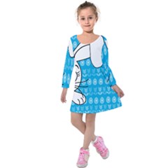 Easter Bunny  Kids  Long Sleeve Velvet Dress by Valentinaart