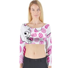 Easter Bunny  Long Sleeve Crop Top by Valentinaart