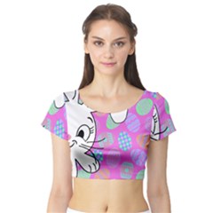 Easter Bunny  Short Sleeve Crop Top (tight Fit) by Valentinaart