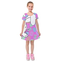 Easter Bunny  Kids  Short Sleeve Velvet Dress by Valentinaart