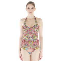 Jungle Life And Paradise Apples Halter Swimsuit by pepitasart