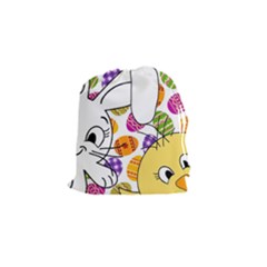 Easter Bunny And Chick  Drawstring Pouches (small)  by Valentinaart