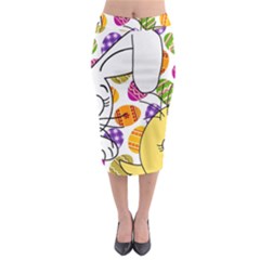 Easter Bunny And Chick  Midi Pencil Skirt by Valentinaart