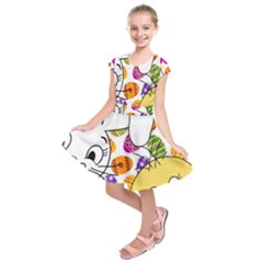 Easter Bunny And Chick  Kids  Short Sleeve Dress by Valentinaart