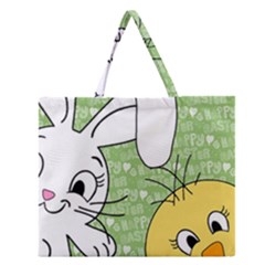 Easter Bunny And Chick  Zipper Large Tote Bag by Valentinaart