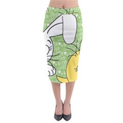 Easter Bunny And Chick  Midi Pencil Skirt by Valentinaart