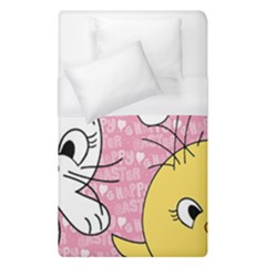 Easter Bunny And Chick  Duvet Cover (single Size) by Valentinaart