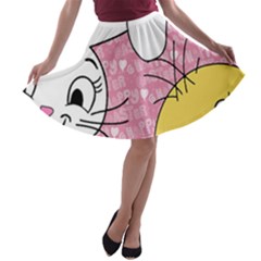 Easter Bunny And Chick  A-line Skater Skirt by Valentinaart