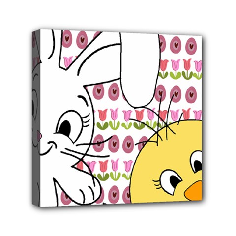 Easter Bunny And Chick  Mini Canvas 6  X 6  by Valentinaart