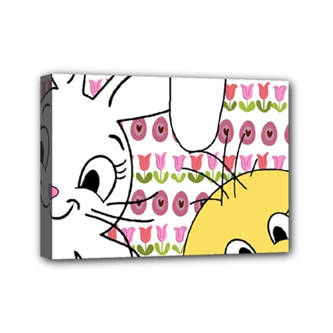 Easter Bunny And Chick  Mini Canvas 7  X 5  by Valentinaart