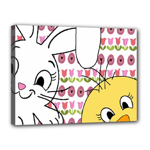 Easter Bunny And Chick  Canvas 16  X 12 