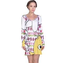 Easter Bunny And Chick  Long Sleeve Nightdress by Valentinaart