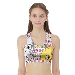 Easter Bunny And Chick  Sports Bra With Border by Valentinaart