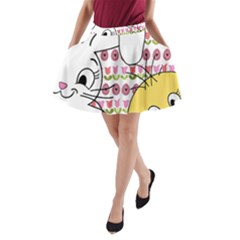 Easter Bunny And Chick  A-line Pocket Skirt by Valentinaart