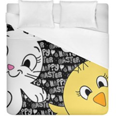 Easter Bunny And Chick  Duvet Cover (king Size)