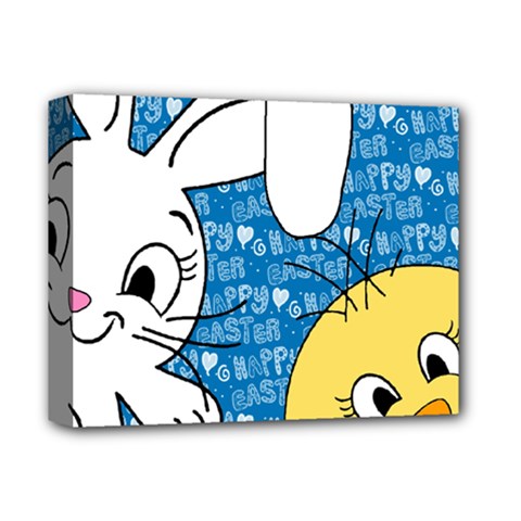 Easter Bunny And Chick  Deluxe Canvas 14  X 11  by Valentinaart