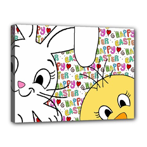 Easter Bunny And Chick  Canvas 16  X 12  by Valentinaart