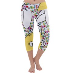 Easter Bunny And Chick  Capri Yoga Leggings by Valentinaart