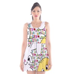 Easter Bunny And Chick  Scoop Neck Skater Dress by Valentinaart