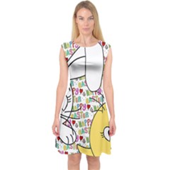 Easter Bunny And Chick  Capsleeve Midi Dress by Valentinaart