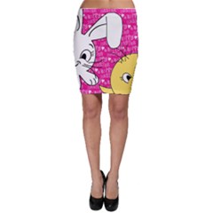 Easter Bunny And Chick  Bodycon Skirt by Valentinaart