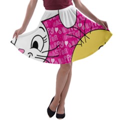 Easter Bunny And Chick  A-line Skater Skirt by Valentinaart