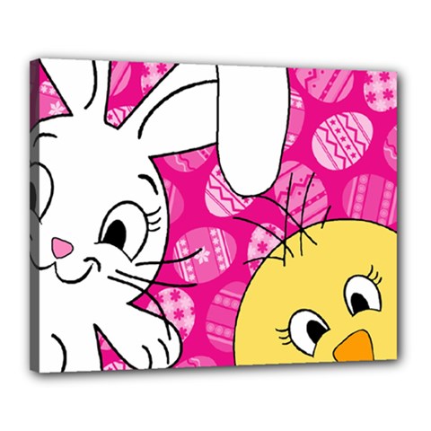 Easter Bunny And Chick  Canvas 20  X 16 