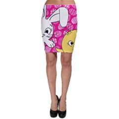 Easter Bunny And Chick  Bodycon Skirt by Valentinaart