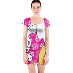 Easter Bunny And Chick  Short Sleeve Bodycon Dress by Valentinaart