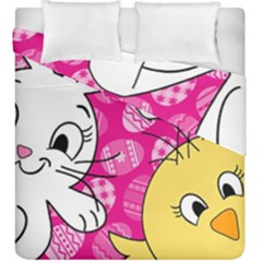 Easter Bunny And Chick  Duvet Cover Double Side (king Size)