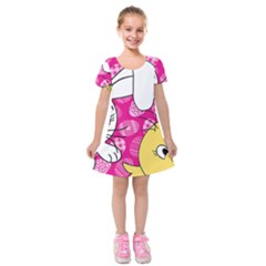 Easter Bunny And Chick  Kids  Short Sleeve Velvet Dress