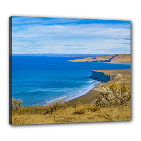 Seascape View From Punta Del Marquez Viewpoint, Chubut, Argentina Canvas 24  X 20  by dflcprints