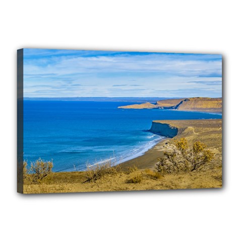 Seascape View From Punta Del Marquez Viewpoint, Chubut, Argentina Canvas 18  X 12  by dflcprints