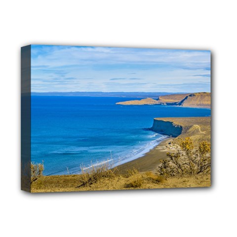 Seascape View From Punta Del Marquez Viewpoint, Chubut, Argentina Deluxe Canvas 16  X 12   by dflcprints