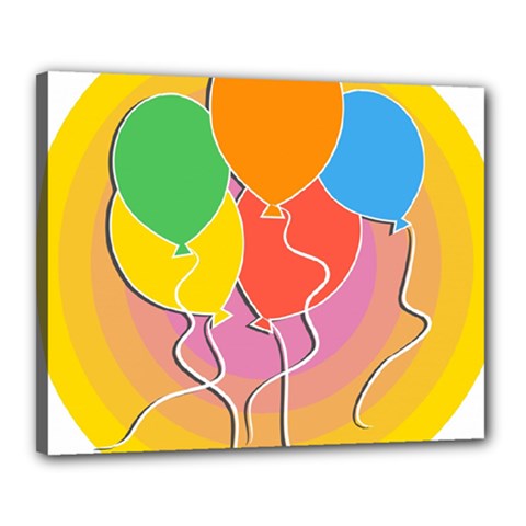 Birthday Party Balloons Colourful Cartoon Illustration Of A Bunch Of Party Balloon Canvas 20  X 16  by Nexatart