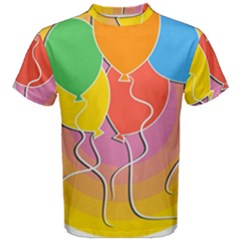 Birthday Party Balloons Colourful Cartoon Illustration Of A Bunch Of Party Balloon Men s Cotton Tee by Nexatart