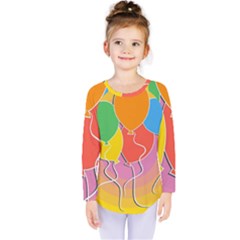 Birthday Party Balloons Colourful Cartoon Illustration Of A Bunch Of Party Balloon Kids  Long Sleeve Tee