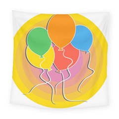 Birthday Party Balloons Colourful Cartoon Illustration Of A Bunch Of Party Balloon Square Tapestry (large)