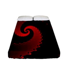 Red Fractal Spiral Fitted Sheet (full/ Double Size) by Nexatart