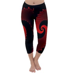 Red Fractal Spiral Capri Winter Leggings  by Nexatart