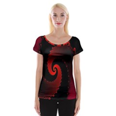 Red Fractal Spiral Women s Cap Sleeve Top