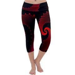 Red Fractal Spiral Capri Yoga Leggings by Nexatart